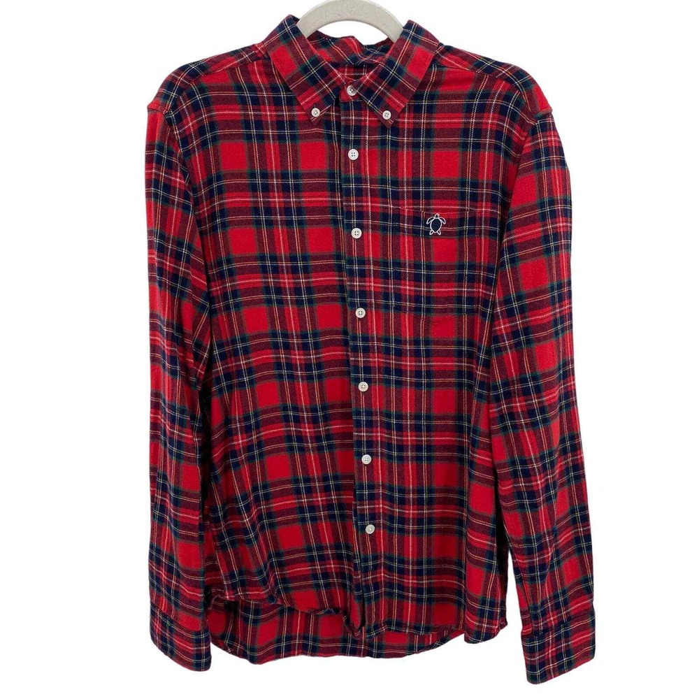 Simply Southern Button Front Flannel Shirt Mens Medium Red Plaid Cotton